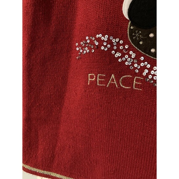 CHRISTMAS SWEATER Party Festive Santa Peace & Joy Red Sequined M 8-10 Holiday - Picture 3 of 10